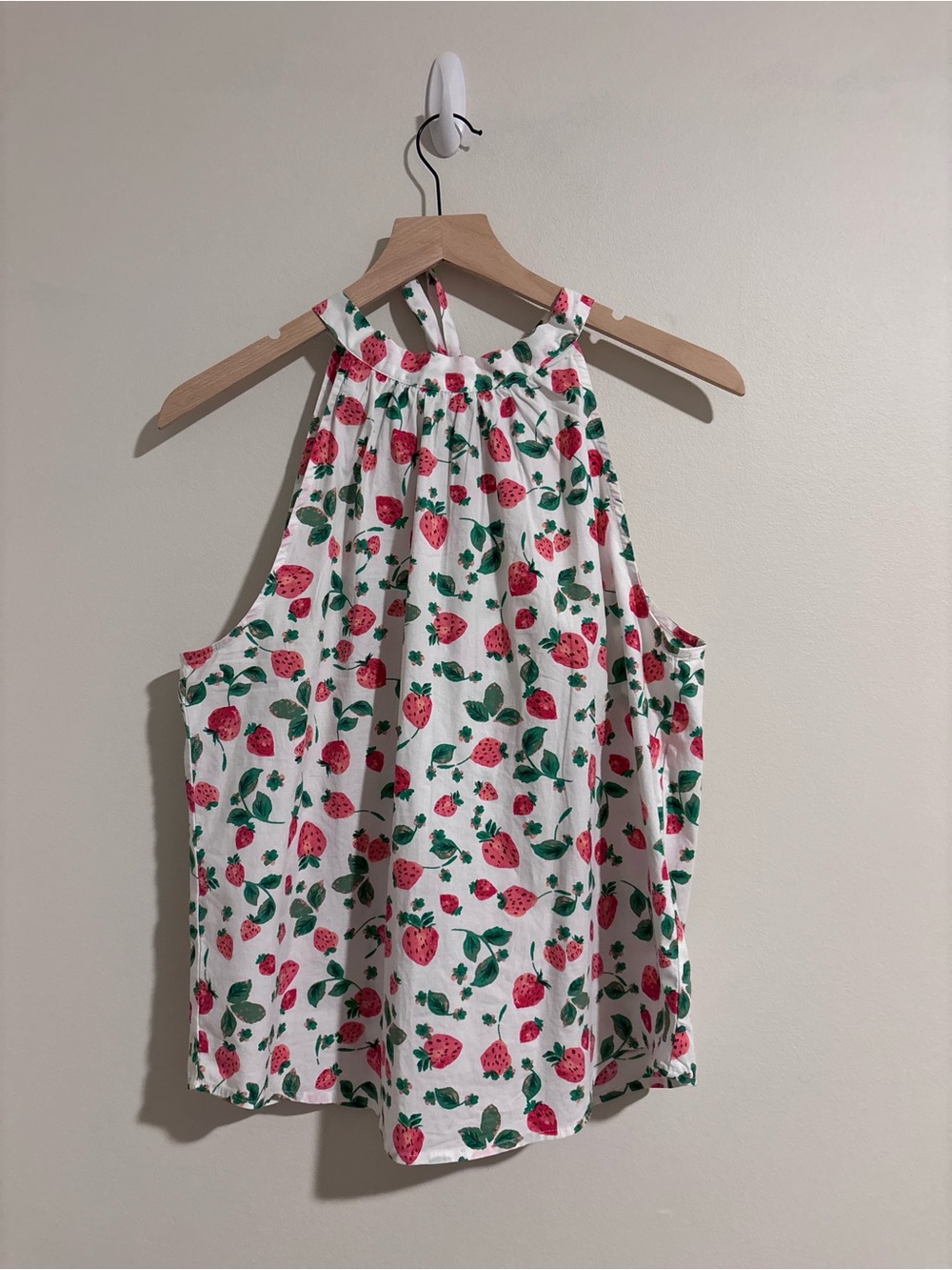 J. Crew Strawberry Tie Back Top